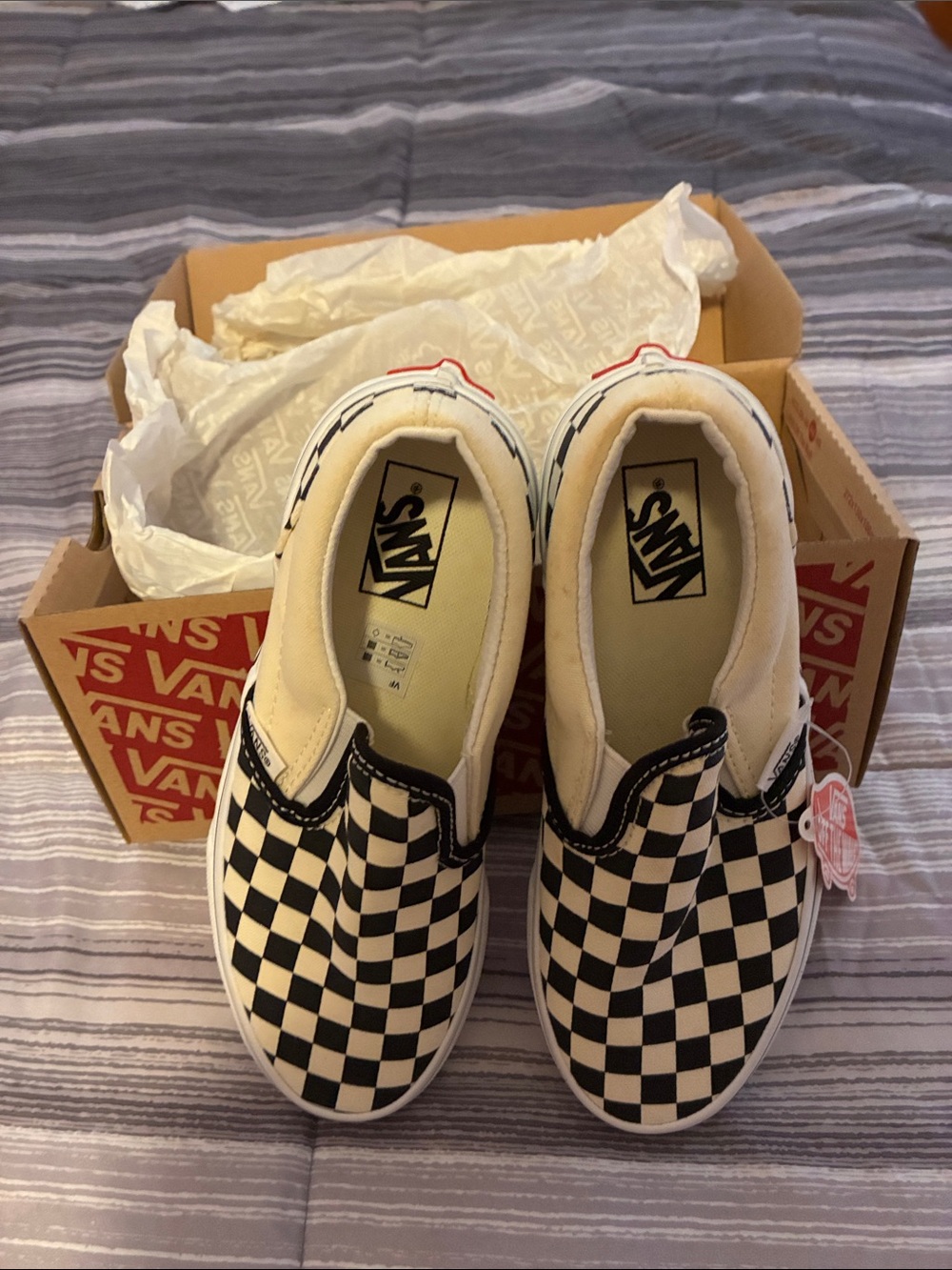 Vans Kids Checkerboard Slip-On Sneakers - Black & White